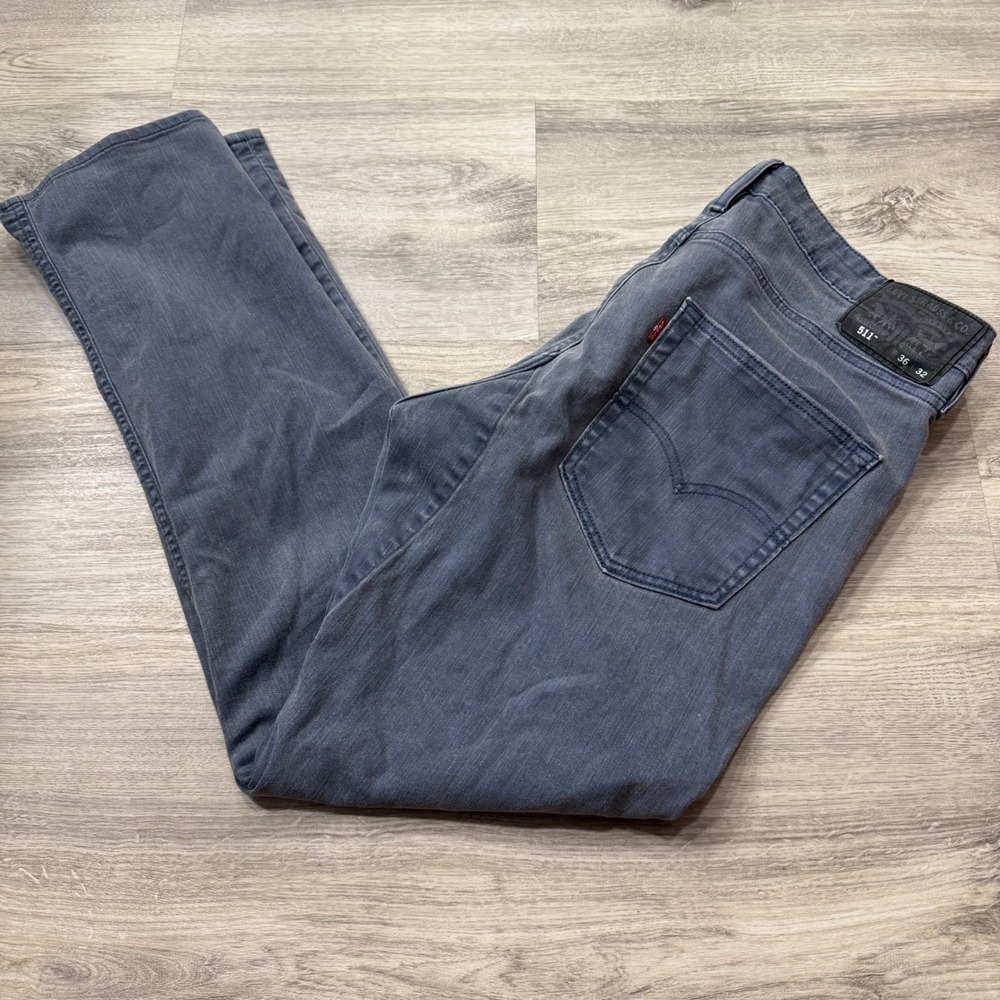 Levis 511 Slim Fit Jeans Mens 36x32 Gray Charcoal Denim‎ Stretch 04511-0046